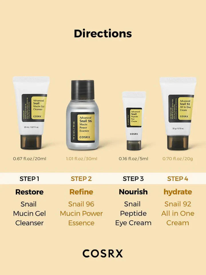 COSRX ALL ABOUT SNAIL KIT FOR DRY SKIN & DARK SPOT Rose Cosmetics