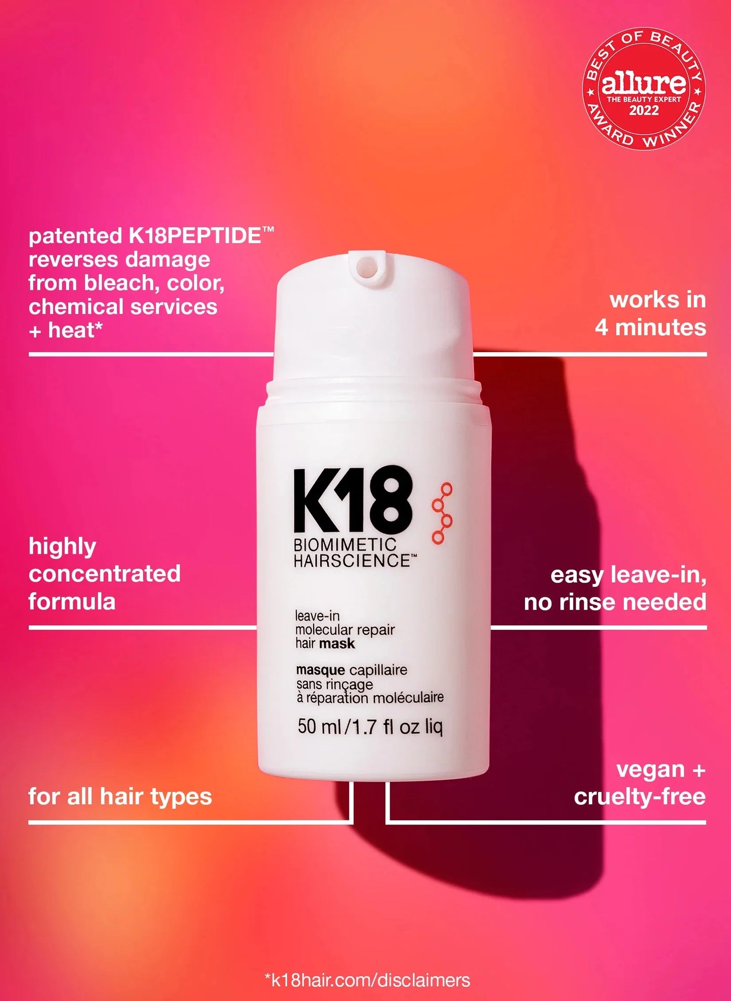 K18 Leave-In Molecular Repair Hair Mask 50ml – 70% OFF Rose Cosmetics